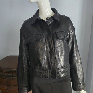Zara Black Sequin Cropped Jacket – Size XS
